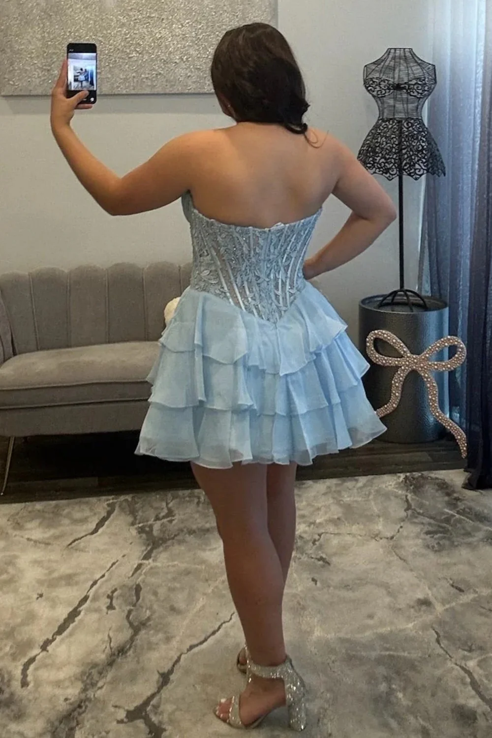 Romantic Sweetheart Lace-Up Corset A-Line Homecoming Dress 