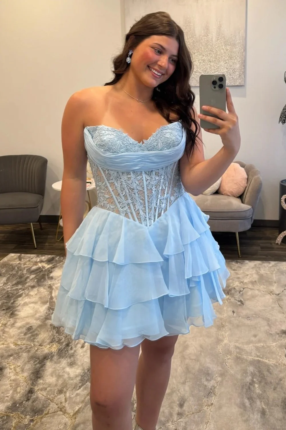 Romantic Sweetheart Lace-Up Corset A-Line Homecoming Dress 