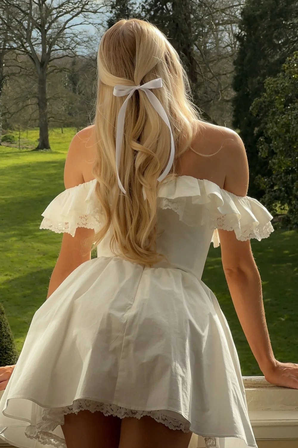 Romantic White Off-the-Shoulder A-Line Homecoming Dress 