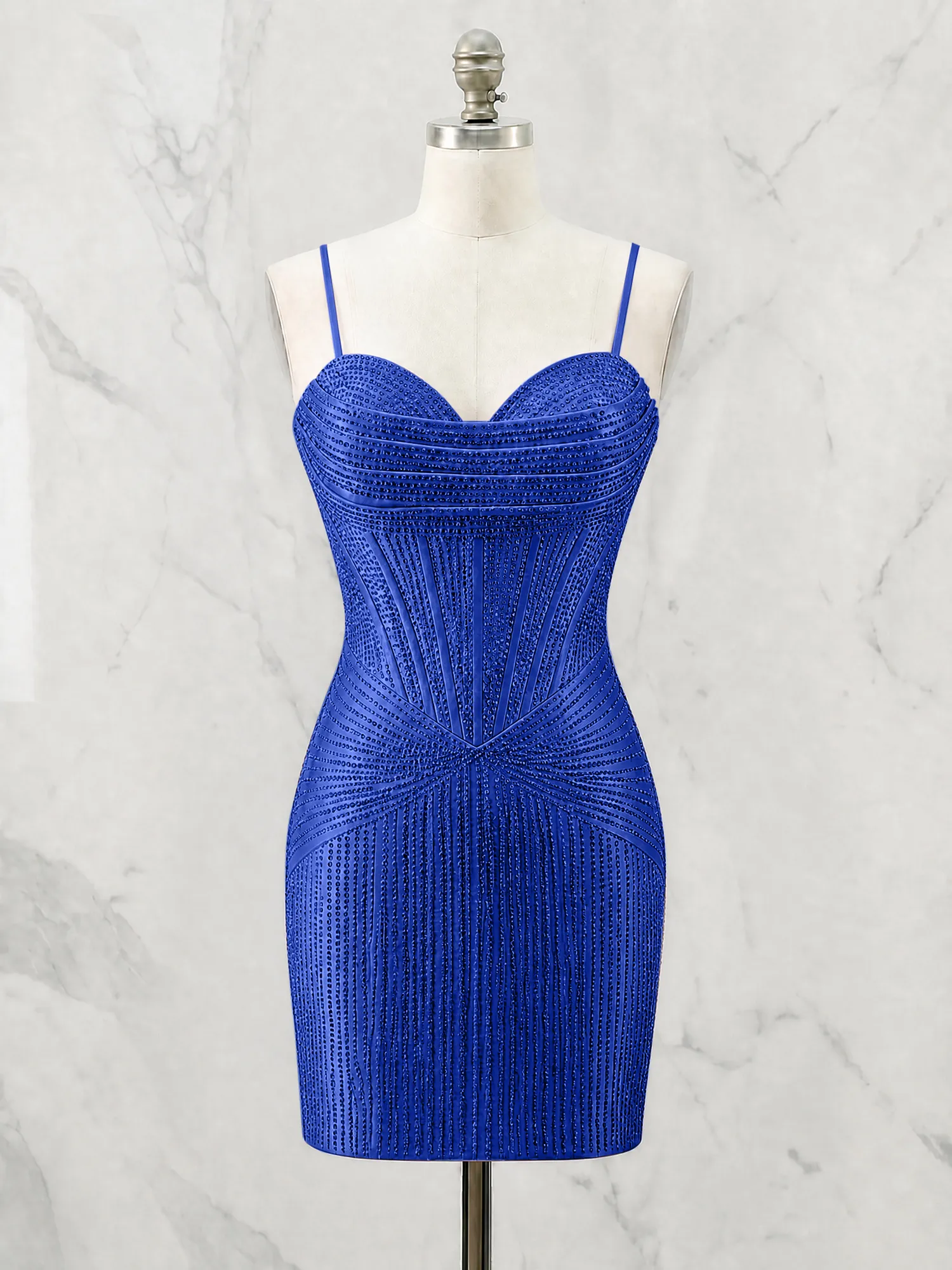 Spaghetti Strap Beaded Corset Homecoming Dress Mini Dress