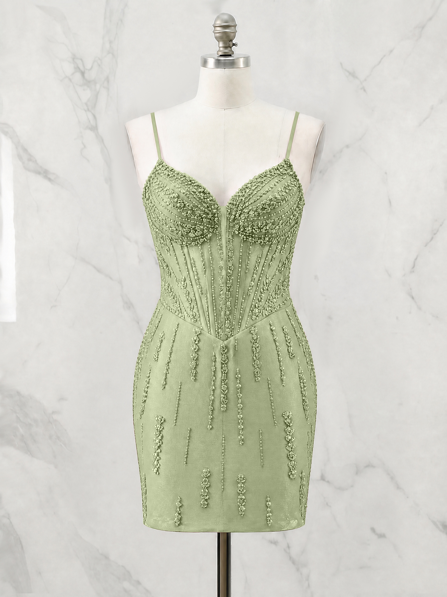 Beaded Corset Bodycon Homecoming Dress Mini Dress