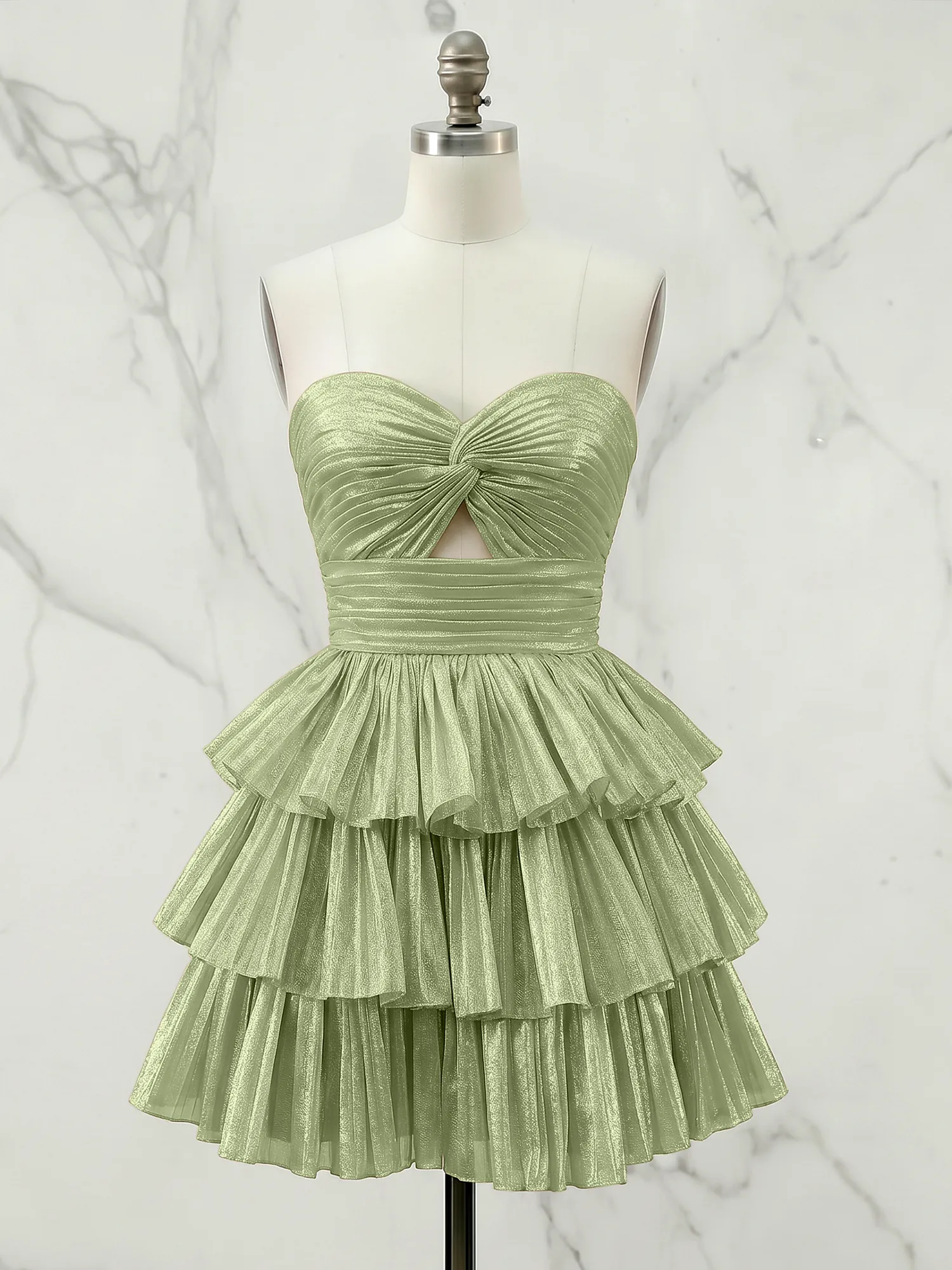 A Line Strapless Tiered Ruffle Homecoming Dress