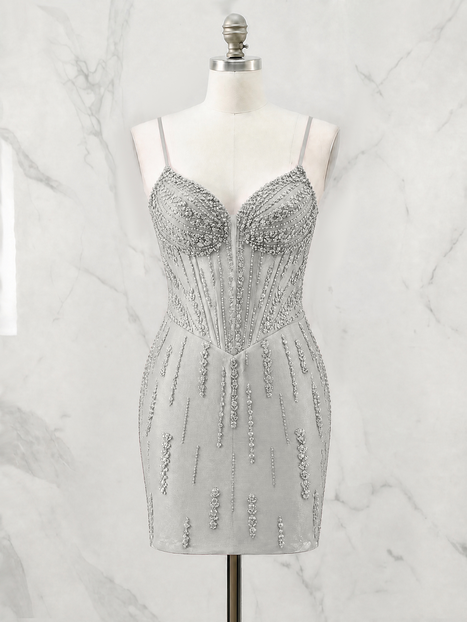 Beaded Corset Bodycon Homecoming Dress Mini Dress