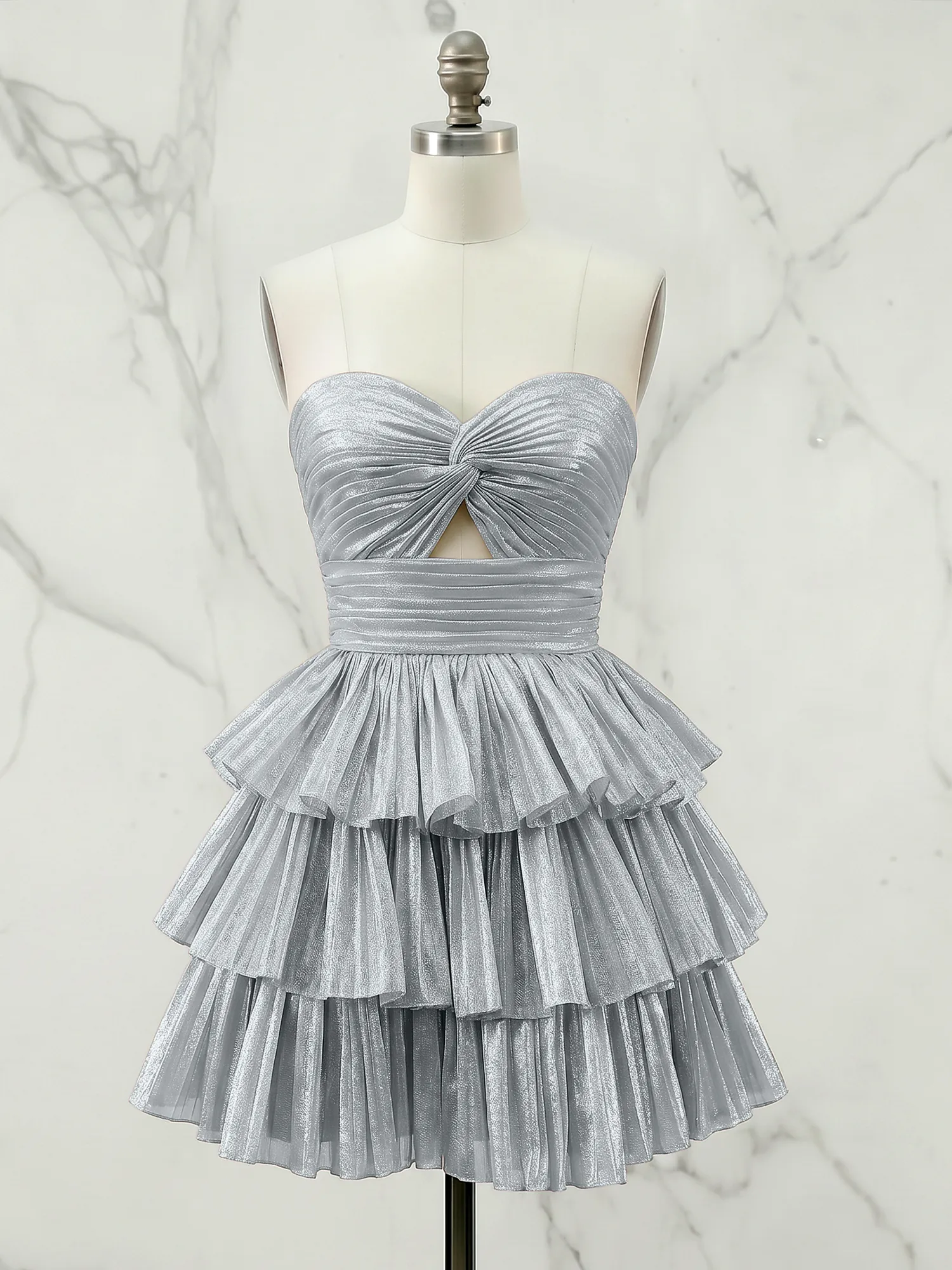 A Line Strapless Tiered Ruffle Homecoming Dress