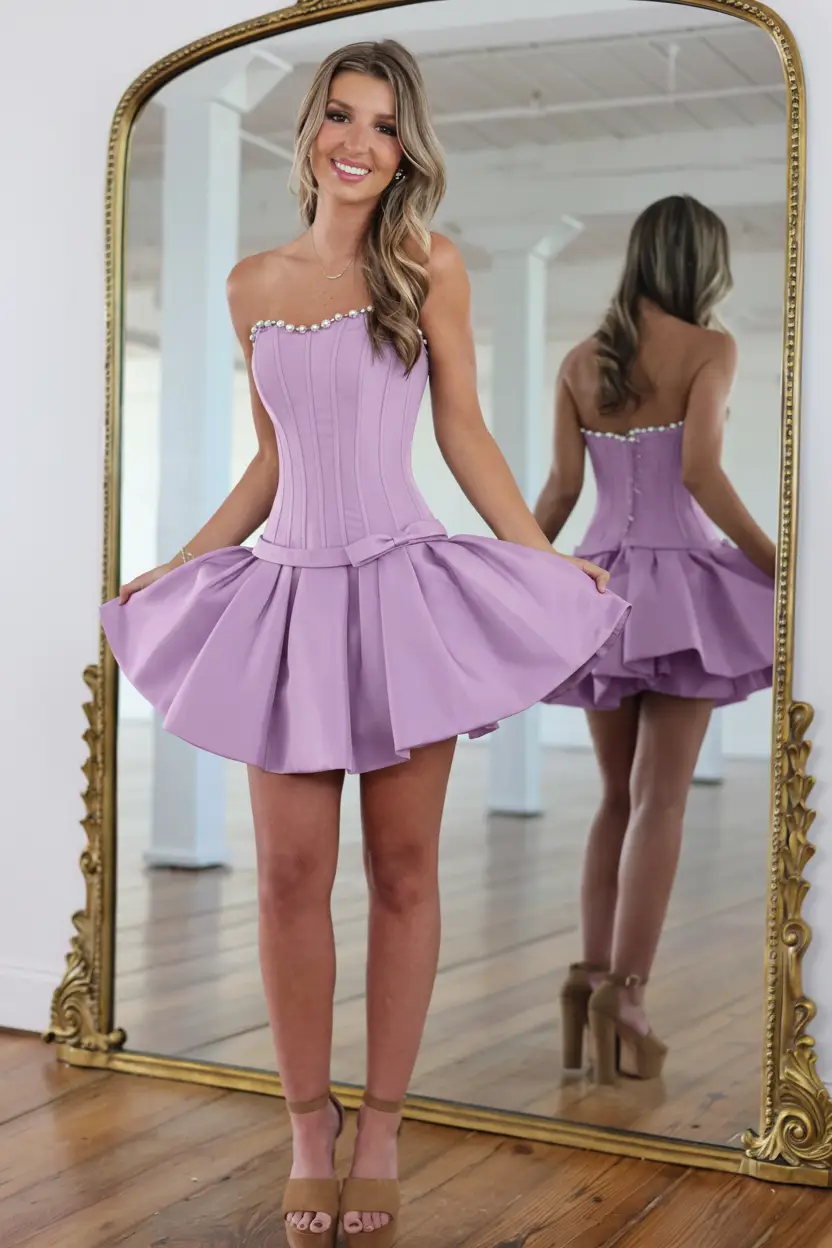 Classic Black Strapless Corset A-Line Homecoming Dress