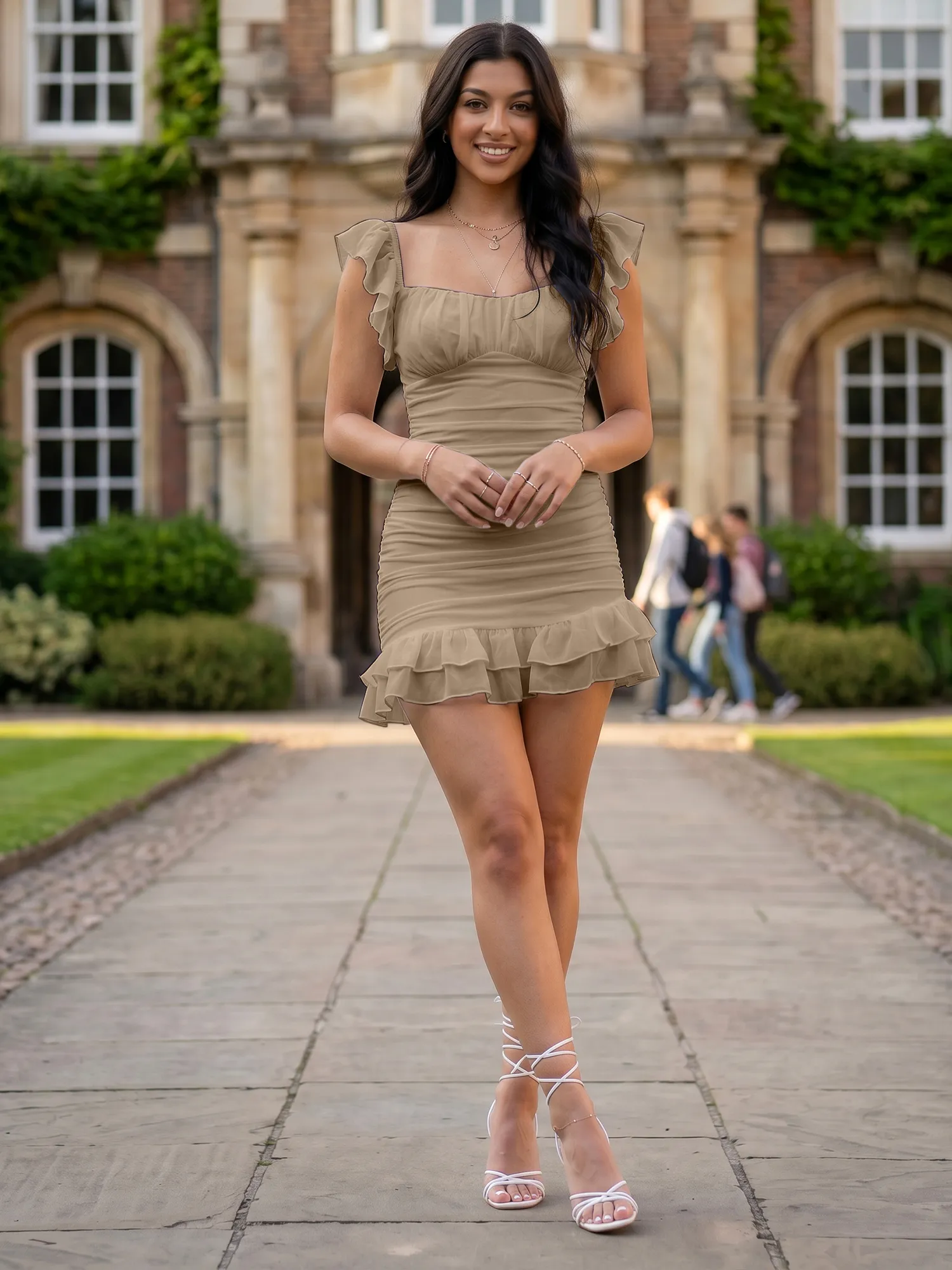 Off-the-Shoulder Ruched Chiffon Bodycon Homecoming Dress