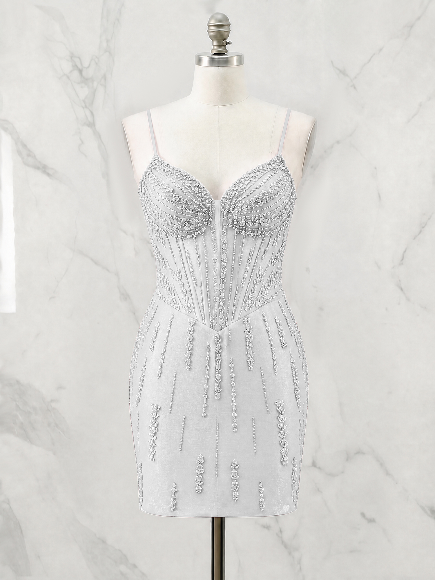 Beaded Corset Bodycon Homecoming Dress Mini Dress