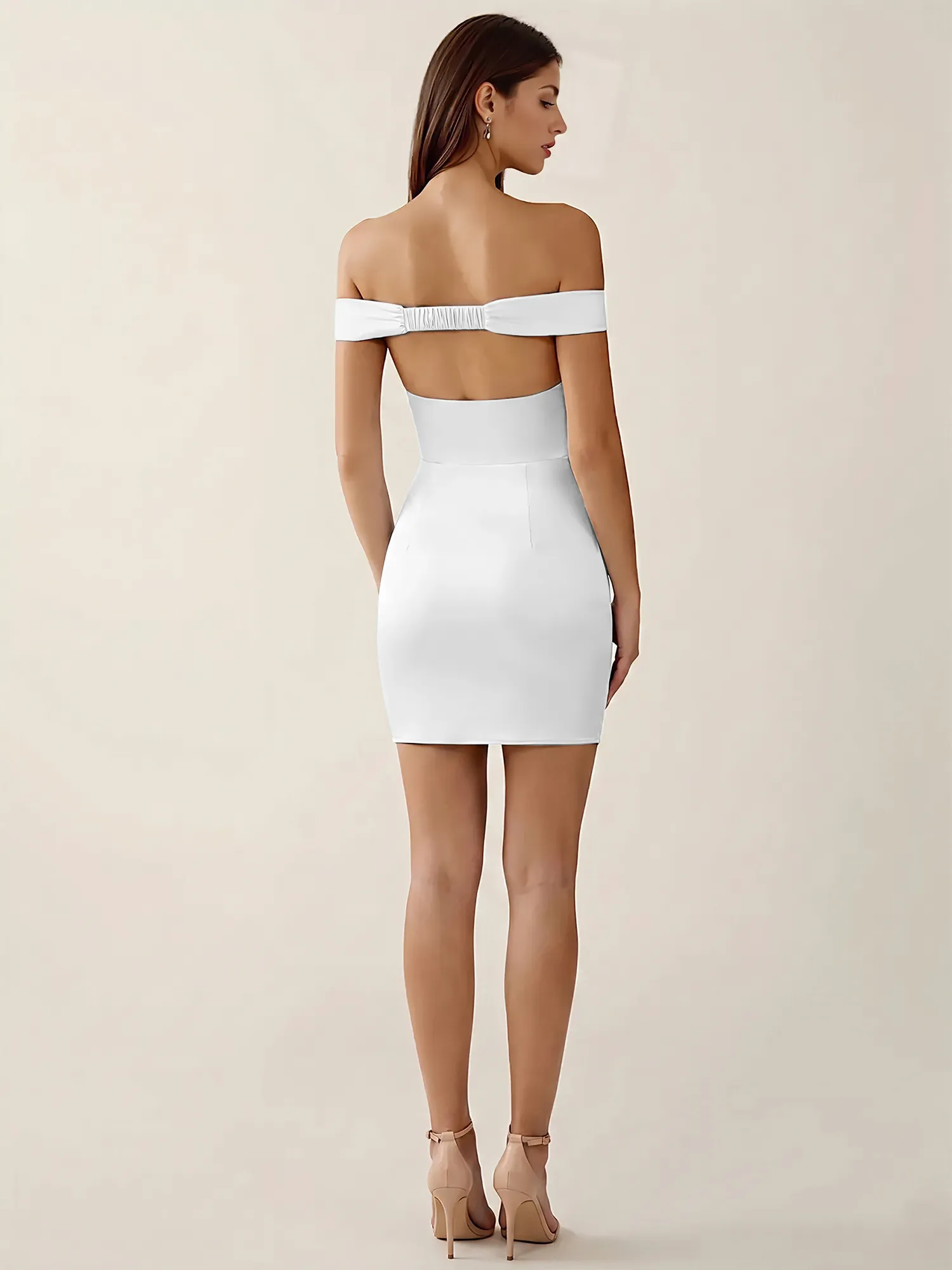 Off-the-Shoulder Satin Bodycon Homecoming Mini Dress