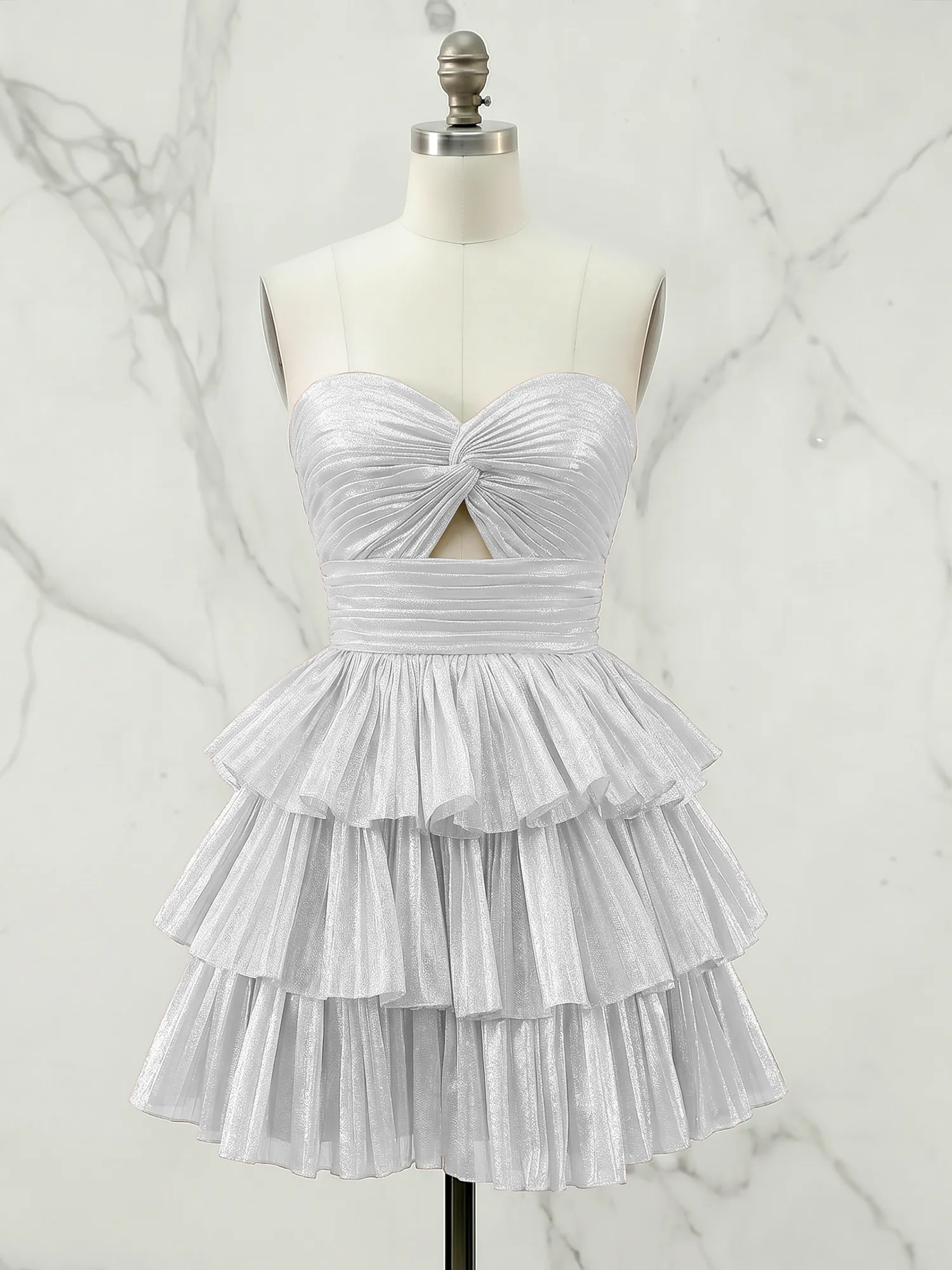 A Line Strapless Tiered Ruffle Homecoming Dress