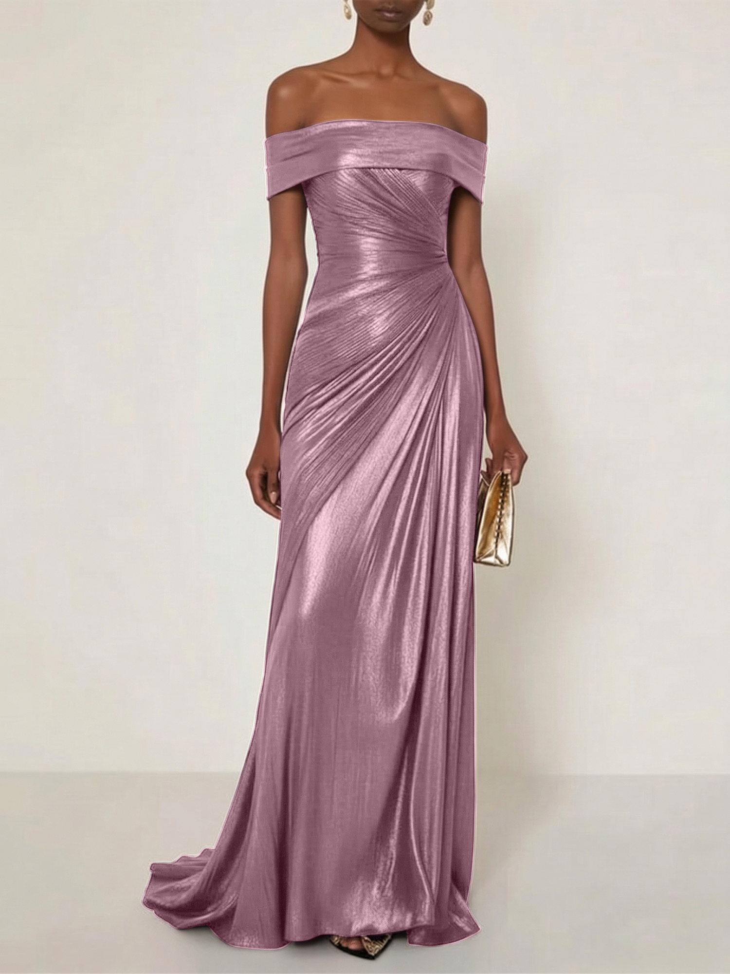 Evening Formal Dress Off the Shoulder Silver Silk Ruffles Strapless Maxi Dress