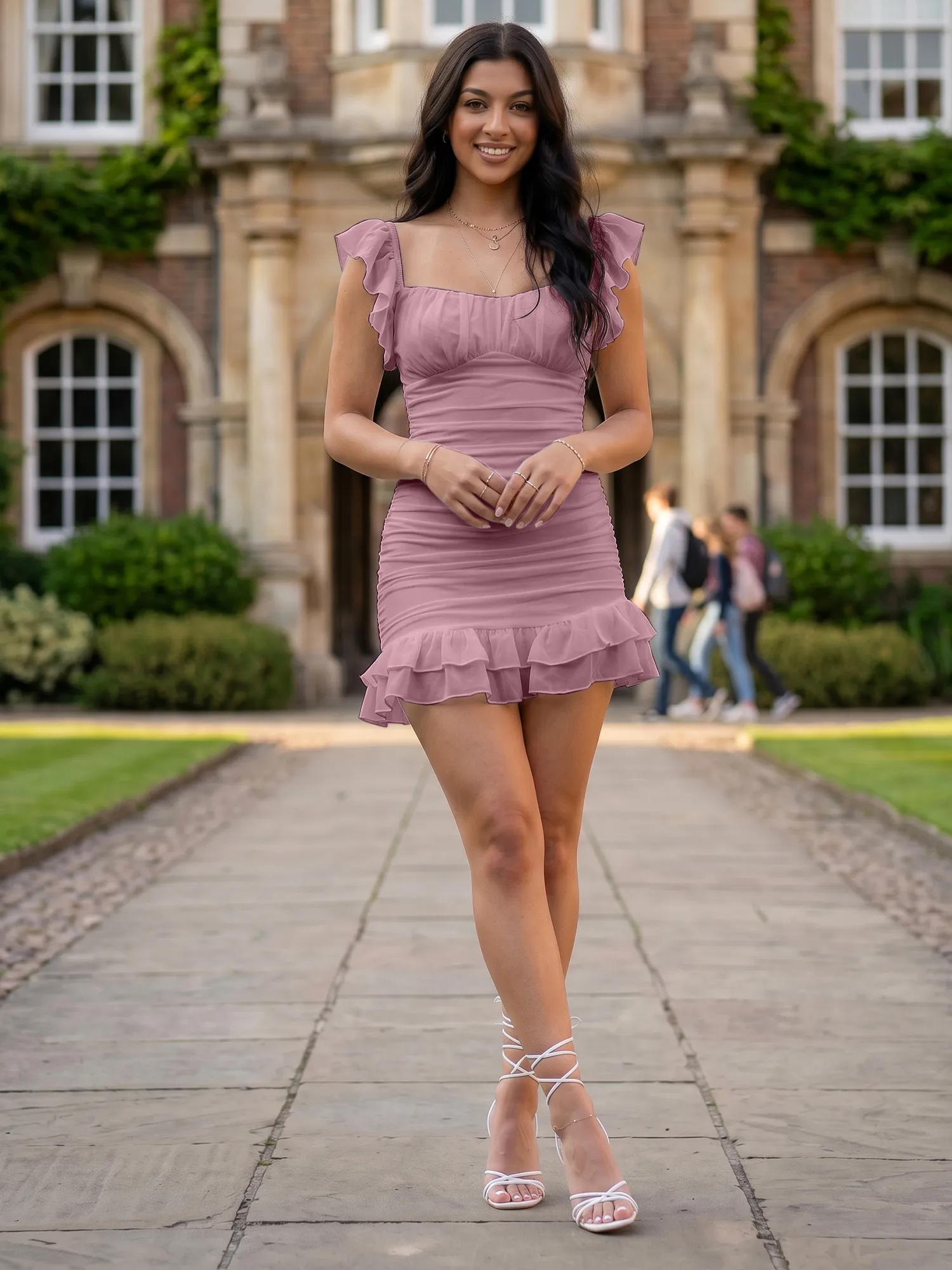 Off-the-Shoulder Ruched Chiffon Bodycon Homecoming Dress