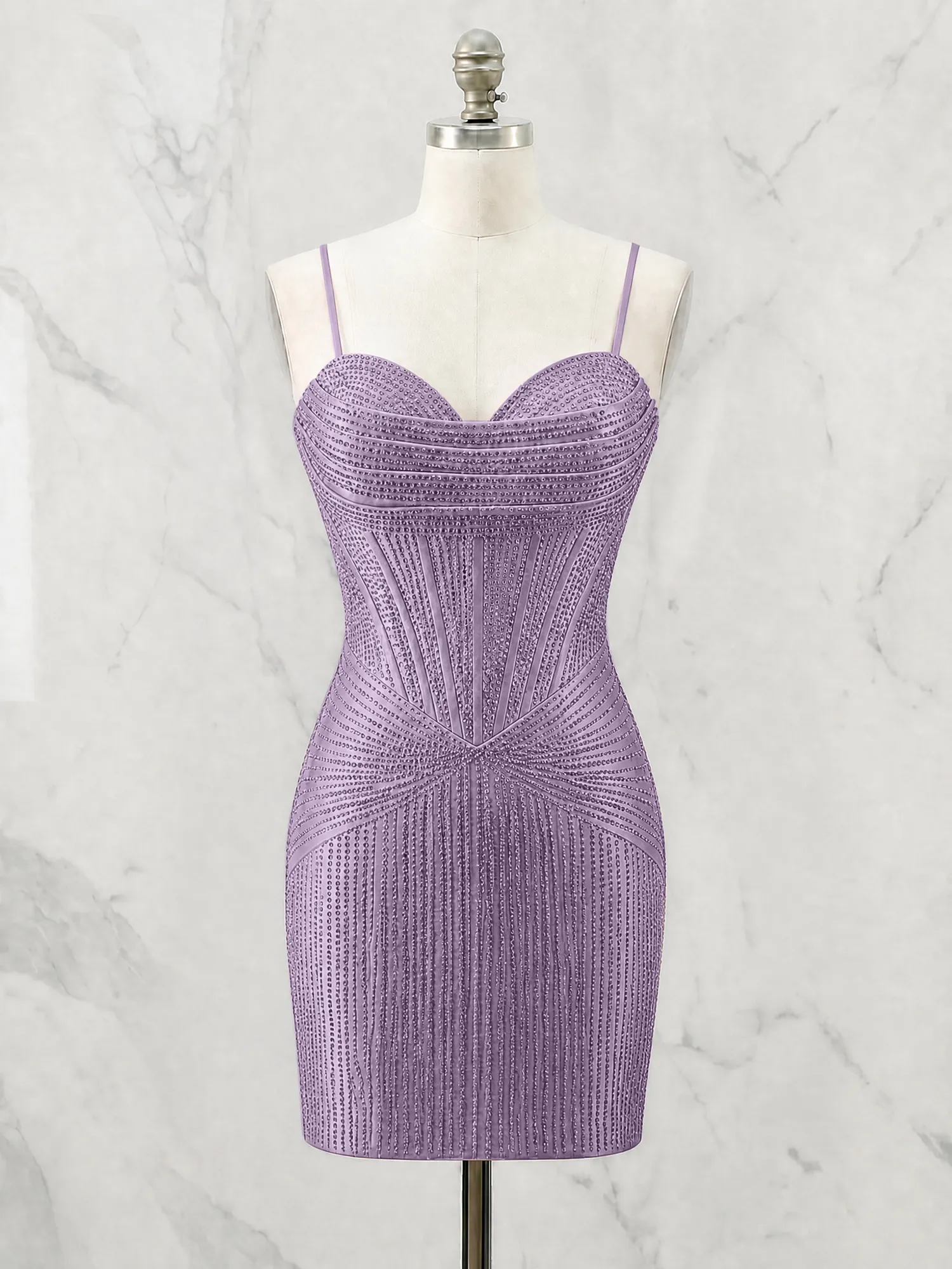 Spaghetti Strap Beaded Corset Homecoming Dress Mini Dress