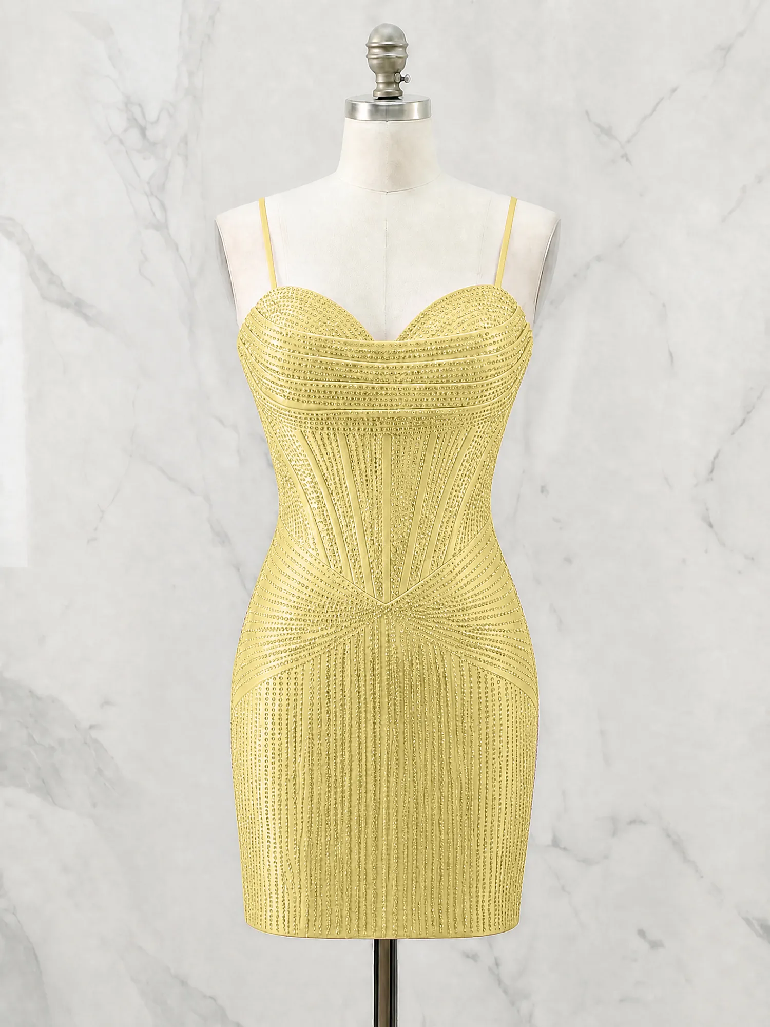 Spaghetti Strap Beaded Corset Homecoming Dress Mini Dress