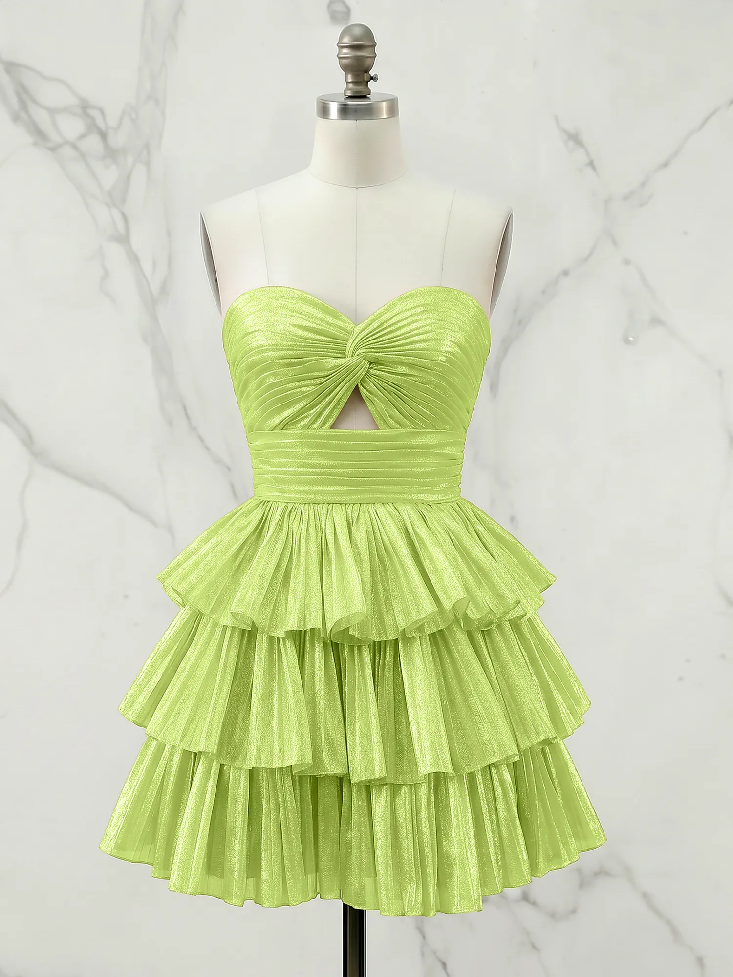 A Line Strapless Tiered Ruffle Homecoming Dress