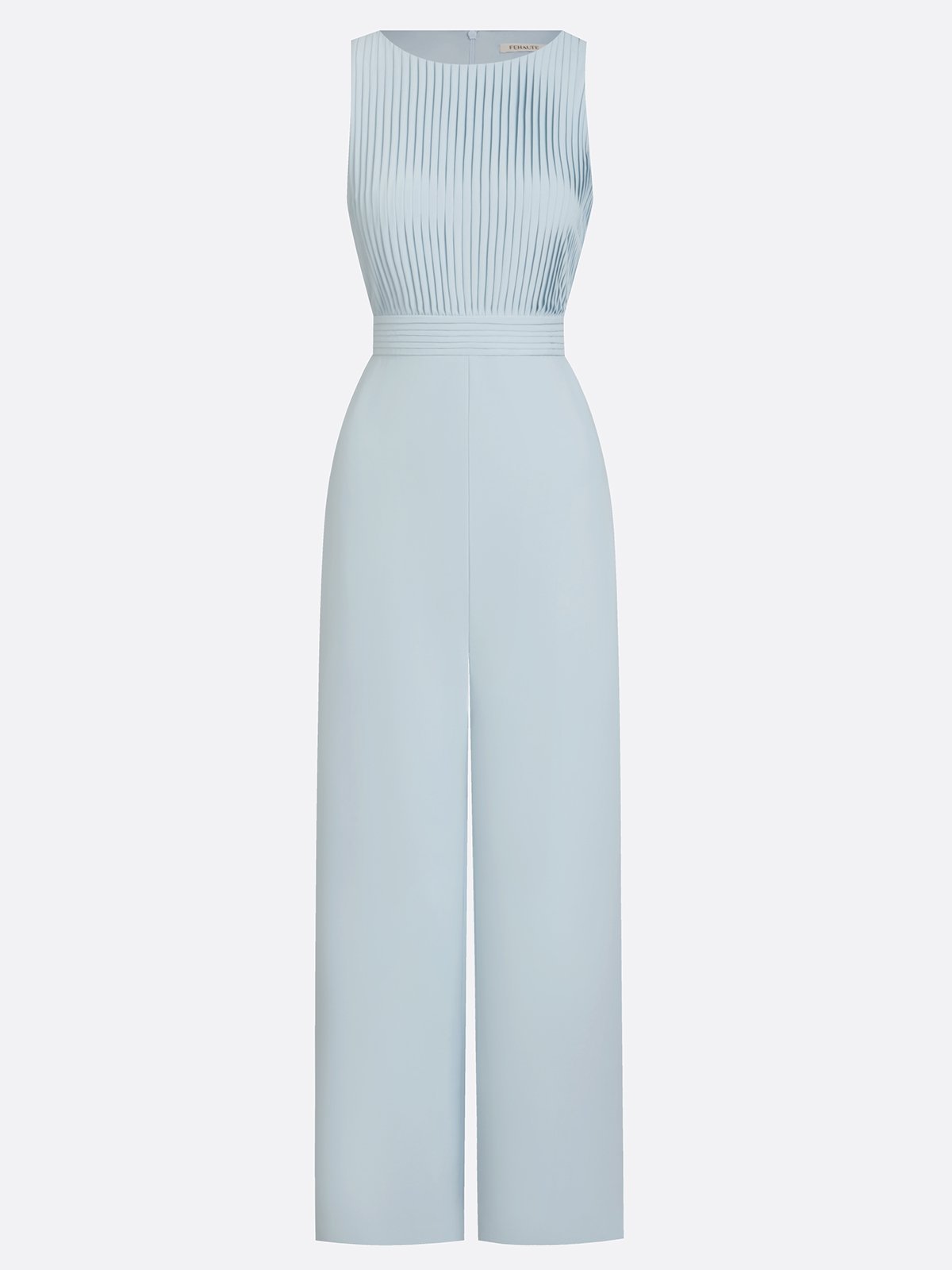 Ice Blue Sleeveless Pleated Bodice Wide-Leg Jumpsuit Evening Gown Dress 
