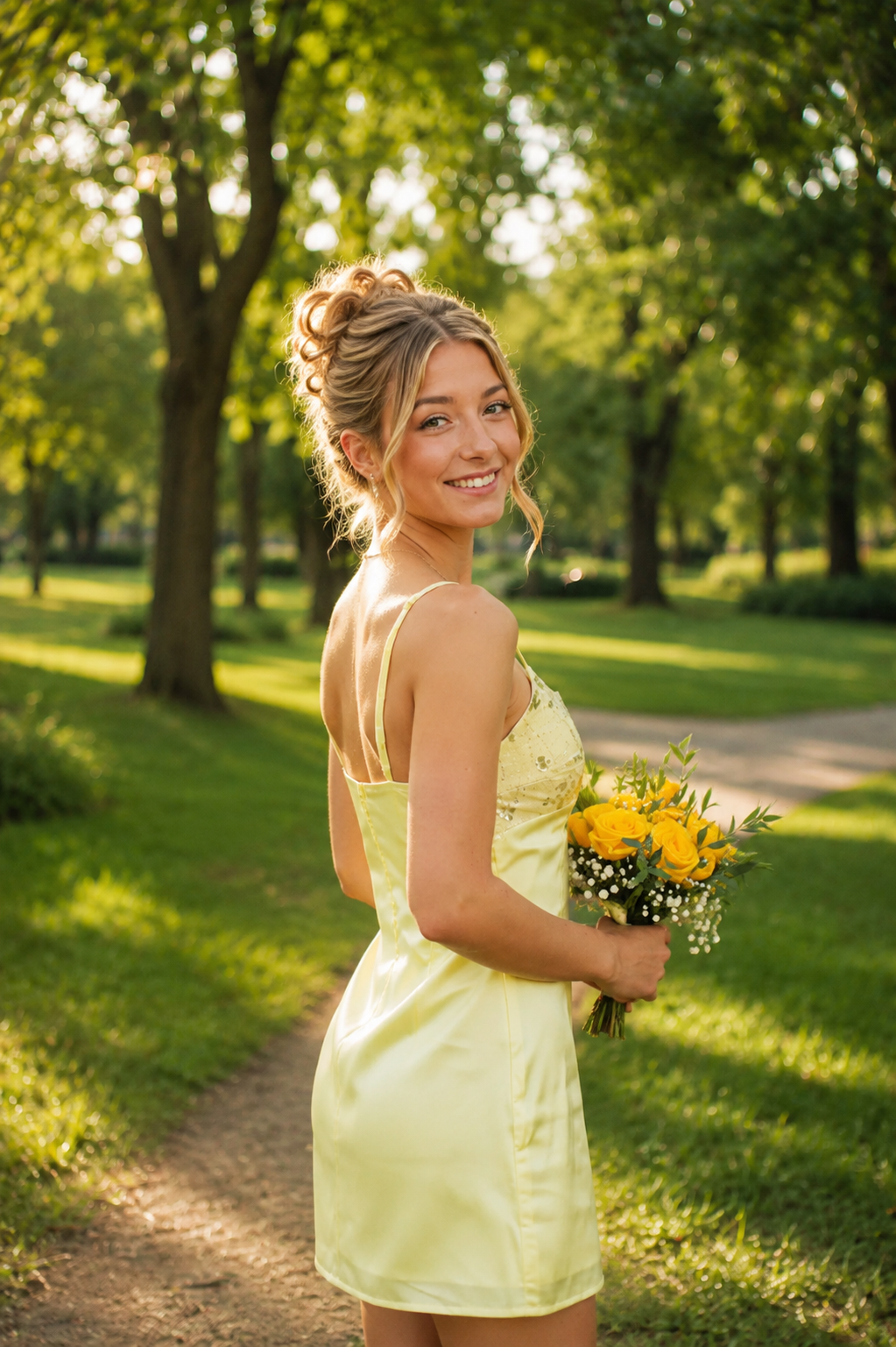 Spaghetti Straps Yellow Sequin A-line Short Homecoming Dress