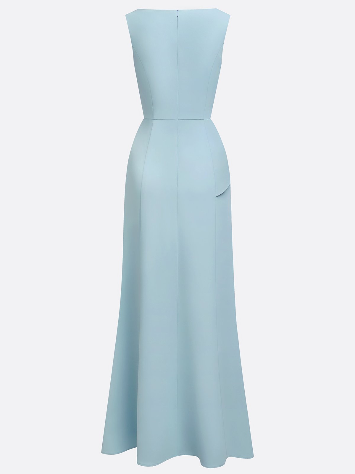 Sky Blue Peplum Sleeveless 3D Floral Appliqués Column Evening Gown Dress 