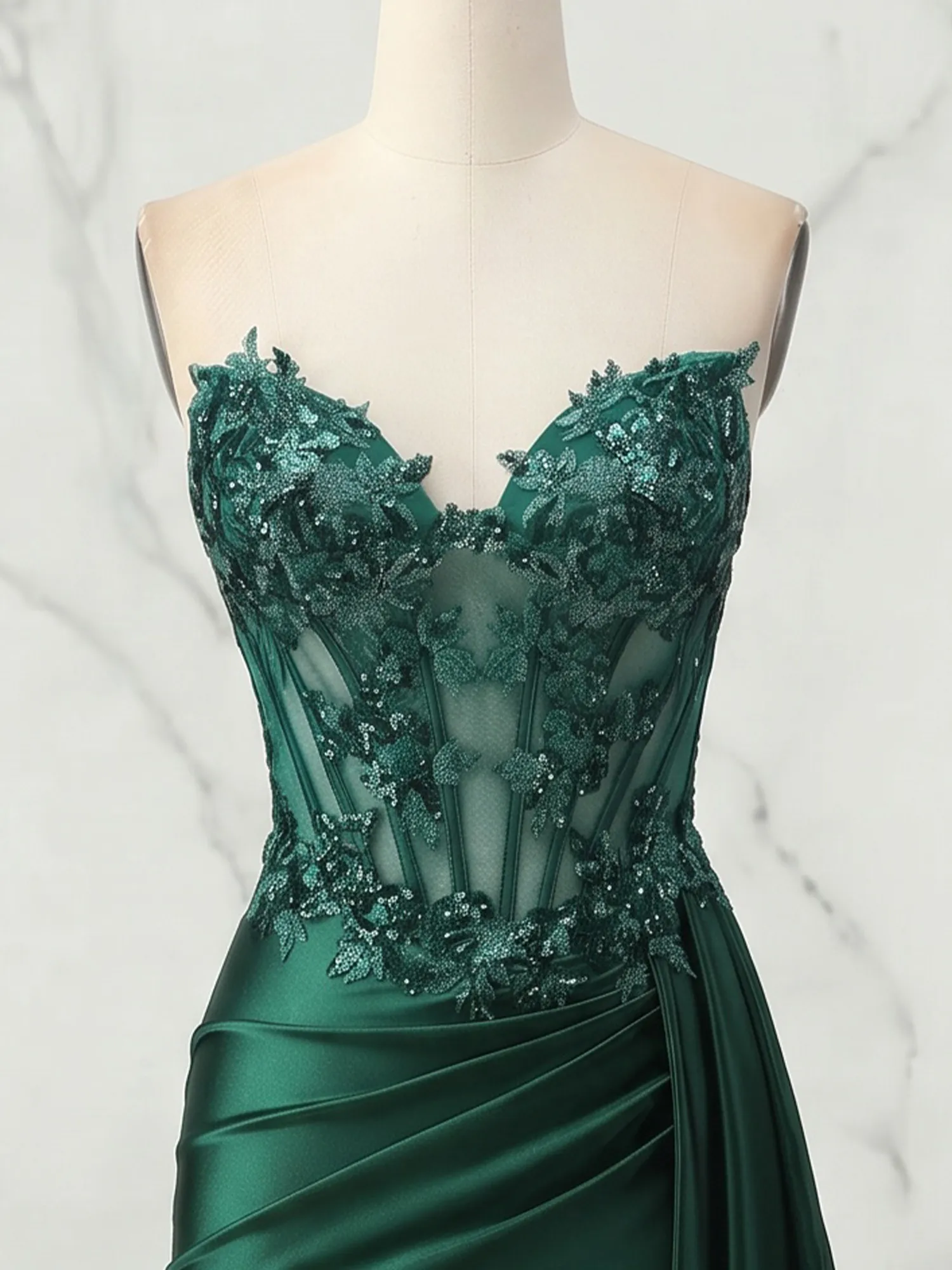 Strapless Lace Corset Satin Homecoming Dress with Draped Skirt