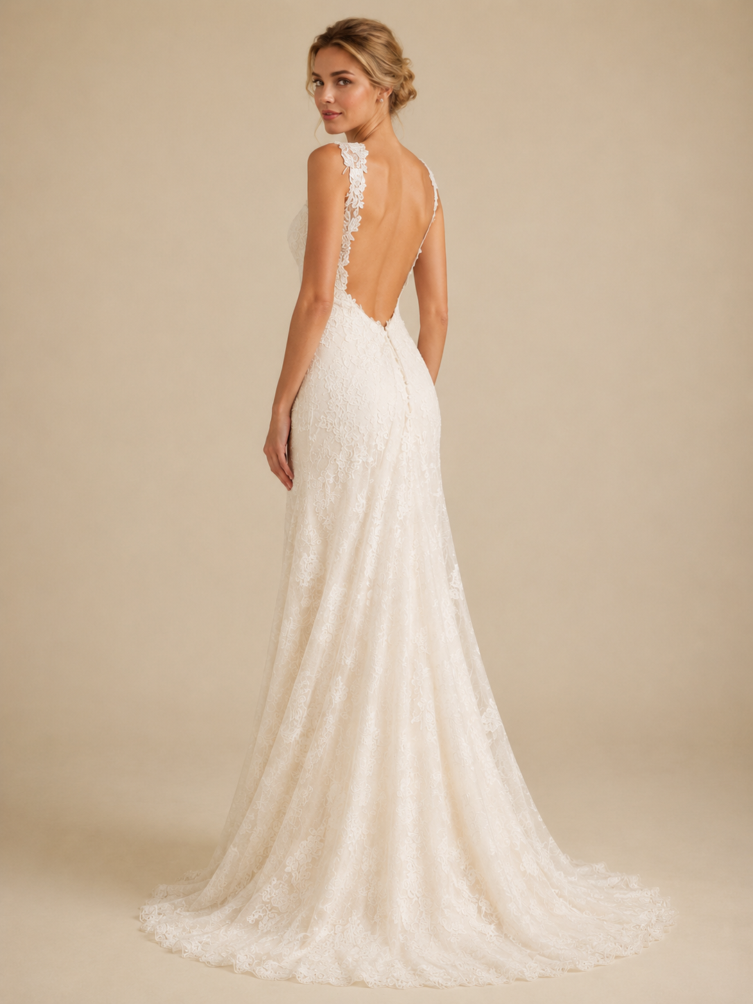 White Sweetheart Sleeveless Lace Mermaid Wedding Dress 