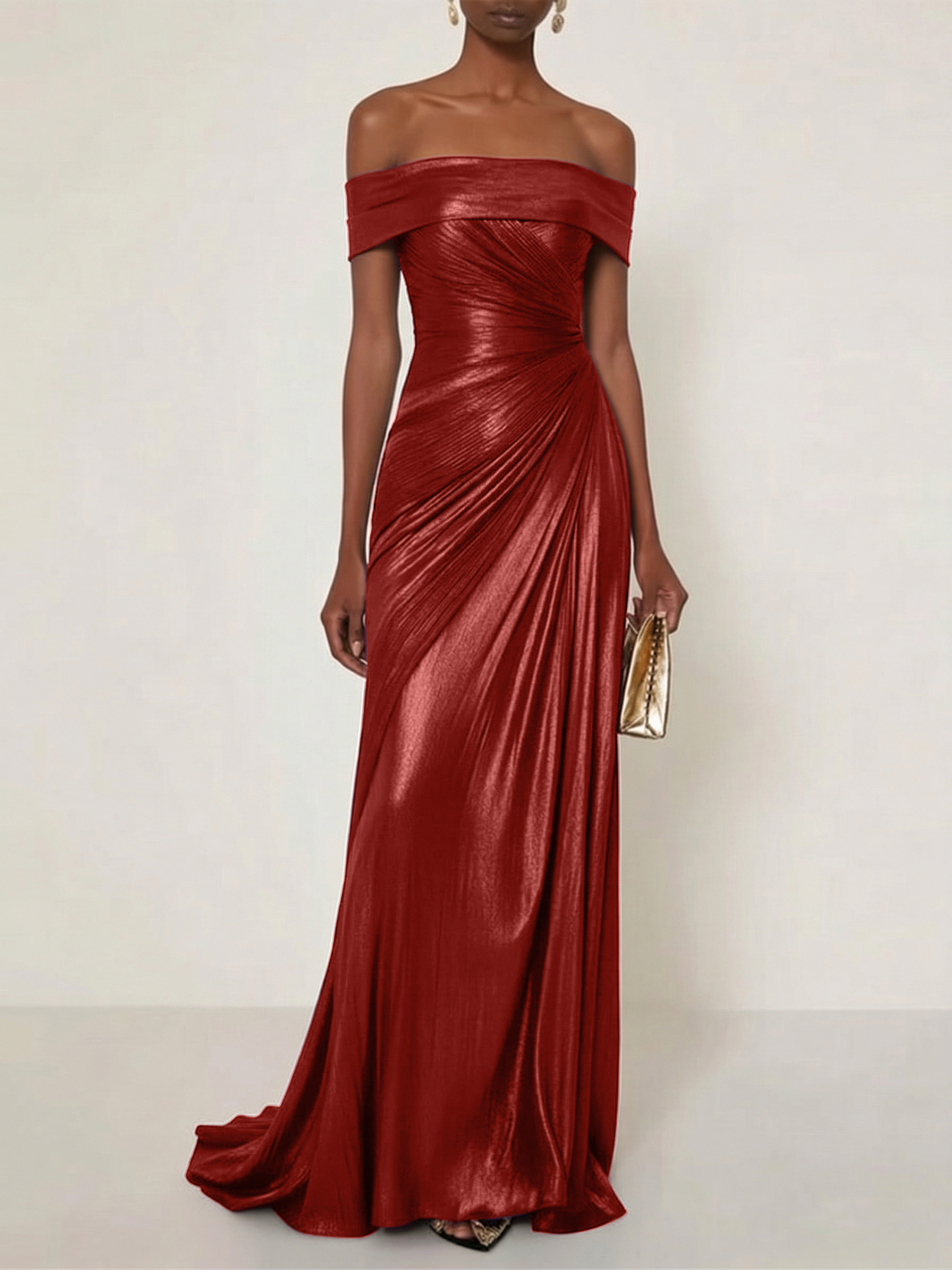 Evening Formal Dress Off the Shoulder Silver Silk Ruffles Strapless Maxi Dress