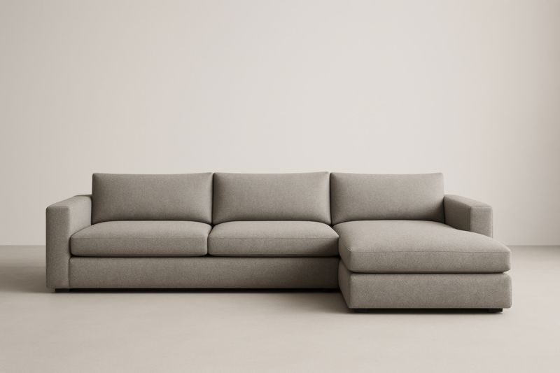 Canapé d'angle en tissu polyester gris