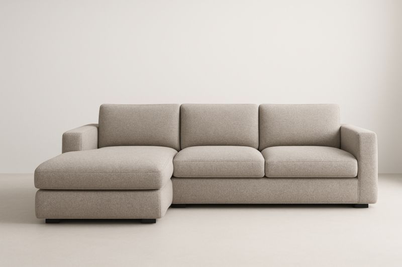 Canapé d'angle en tissu avec méridienne beige