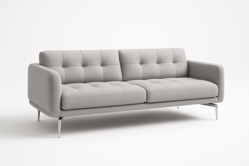 Canapé 2 places tissu polyester métal 210cm Gris