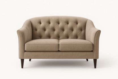 Canapé 2 places en tissu beige avec pieds en bois