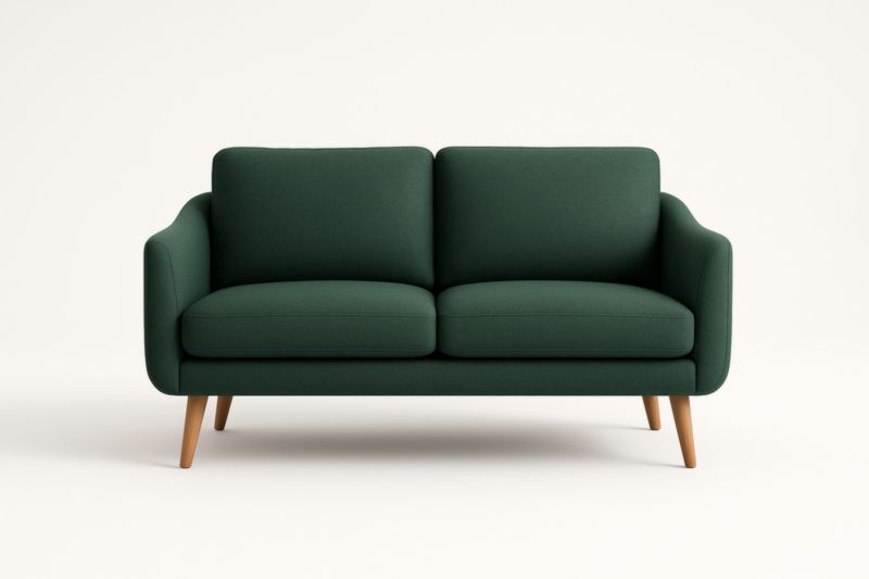 Canapé 2 places en tissu avec structure en bois Vert Foncé