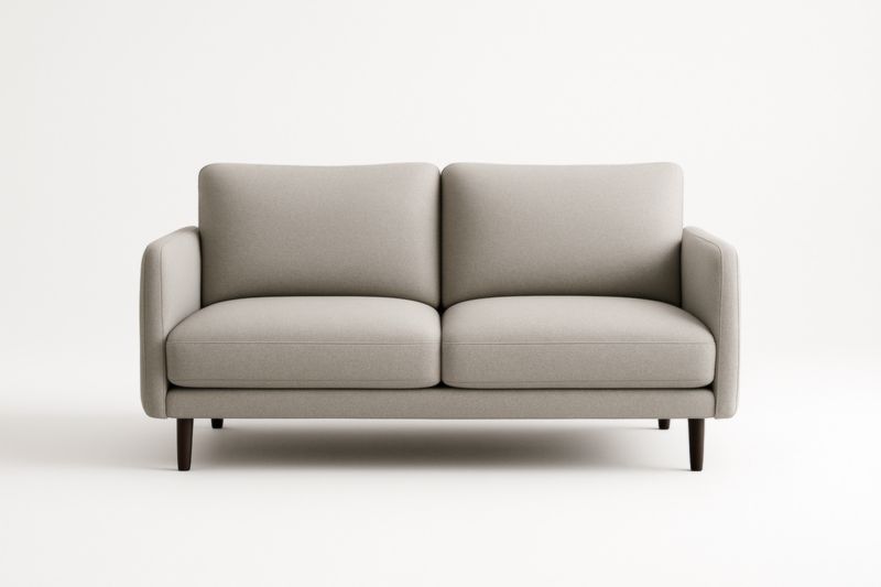 Canapé 2 Places en Tissu avec Pieds en Bois Marron Clair