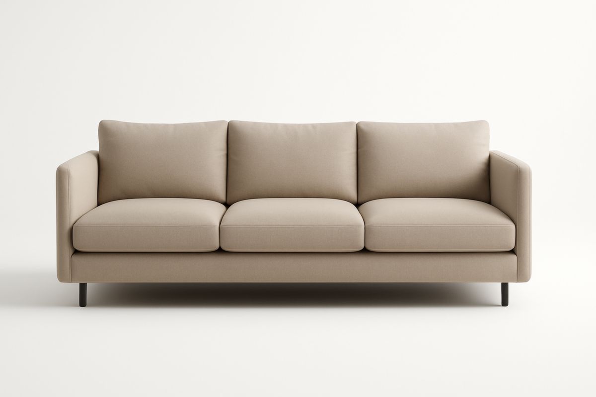 Canapé trois places tissu polyester beige