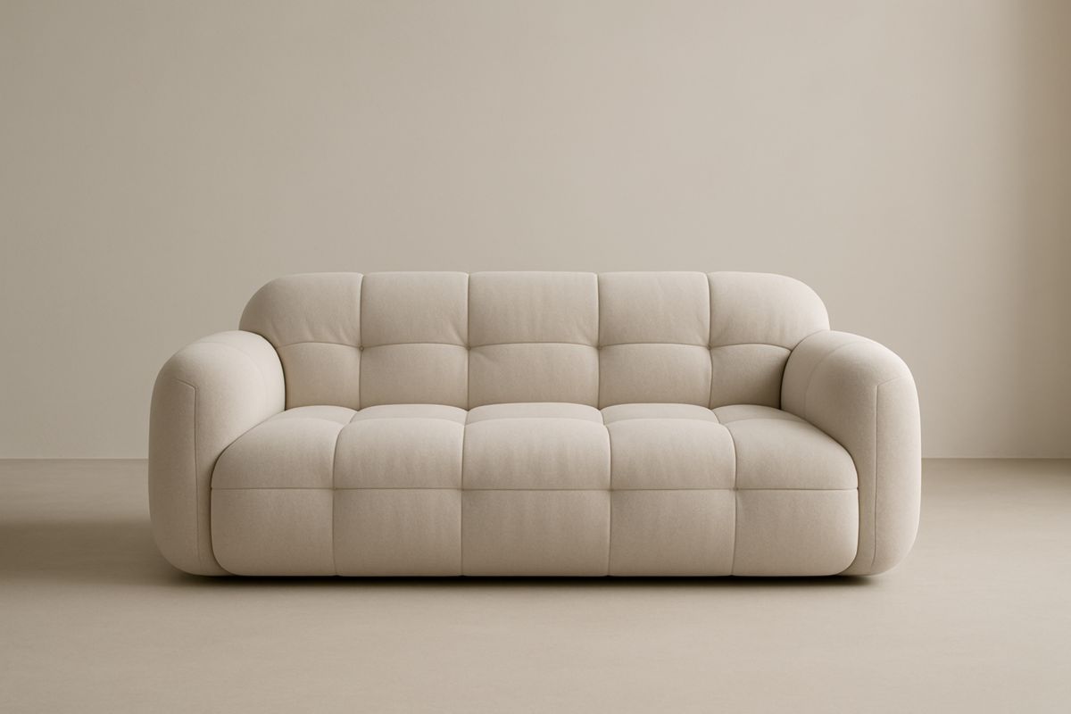 Canapé en tissu polyester beige 3 places