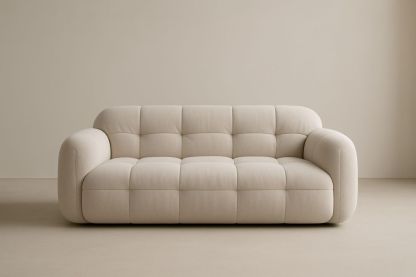 Canapé en tissu polyester beige 3 places