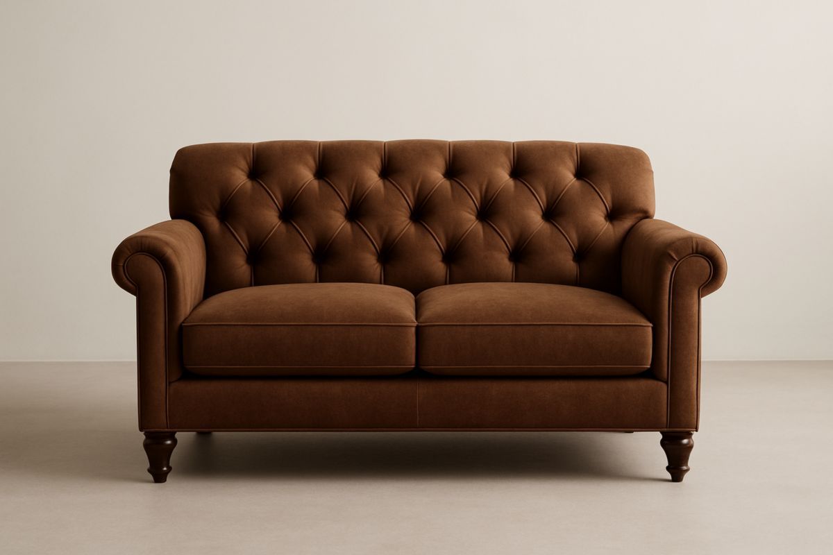 Canapé 2 Places en Tissu Marron