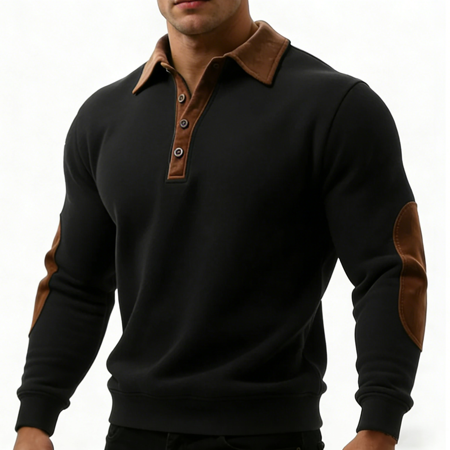 Men's Vintage Western Style Stand Collar Casual Sweatshirt
