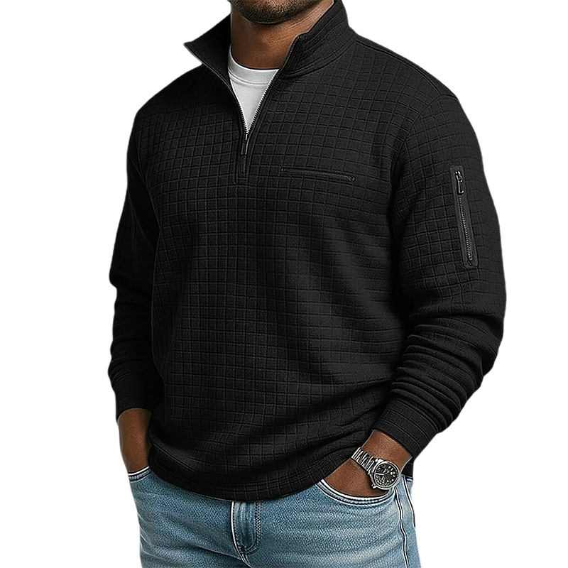 Men’s Waffle Knit Quarter-Zip Pullover - Comfortable, Versatile & Easy to Wear