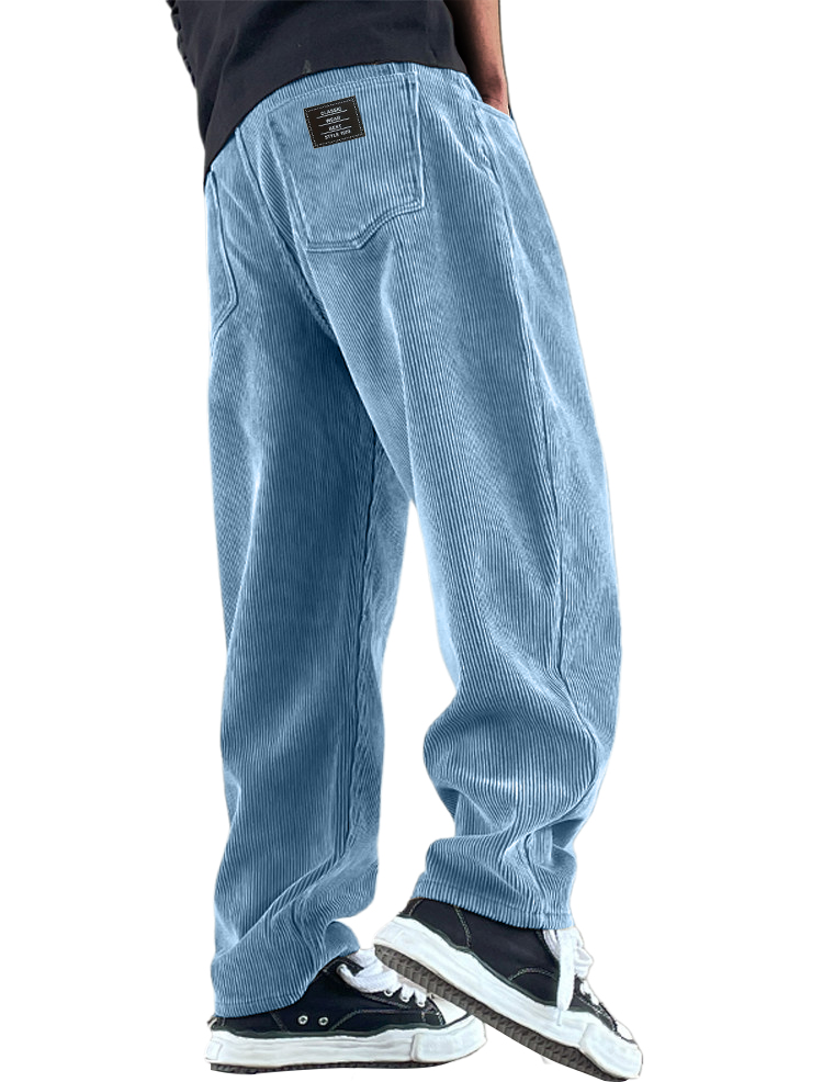 Men's Vintage Fashion Multi-Pocket Logo Corduroy Pants