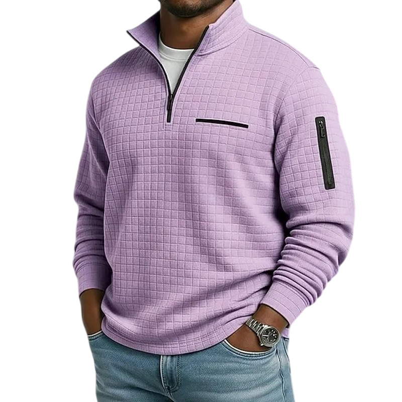 Men’s Waffle Knit Quarter-Zip Pullover - Comfortable, Versatile & Easy to Wear