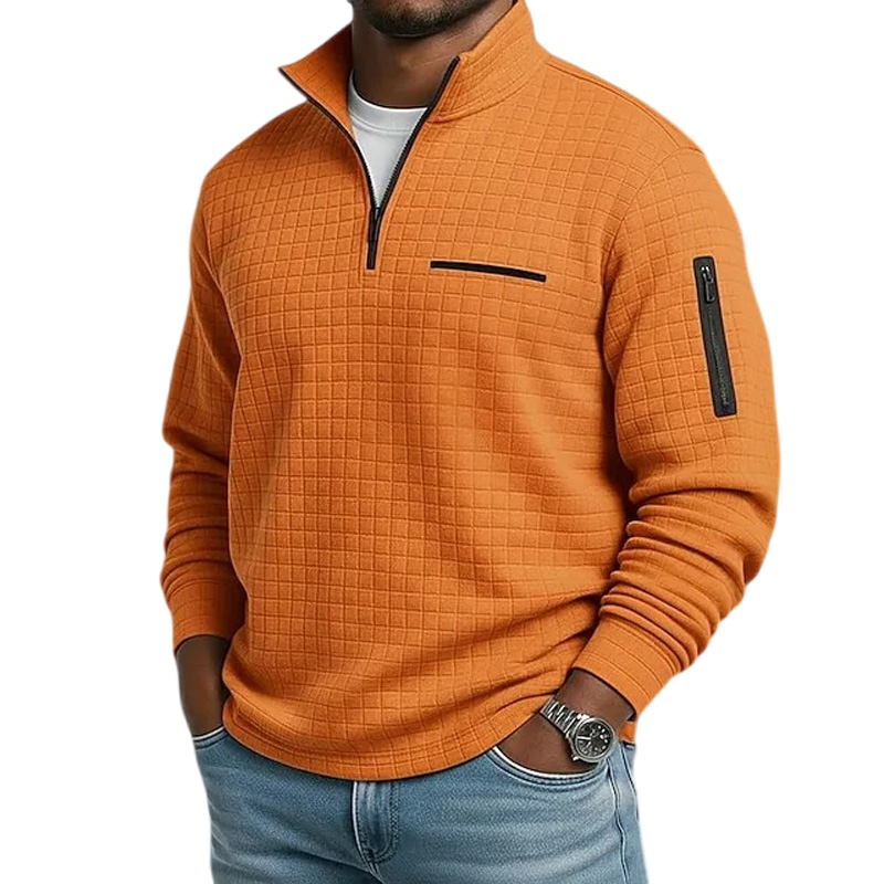Men’s Waffle Knit Quarter-Zip Pullover - Comfortable, Versatile & Easy to Wear