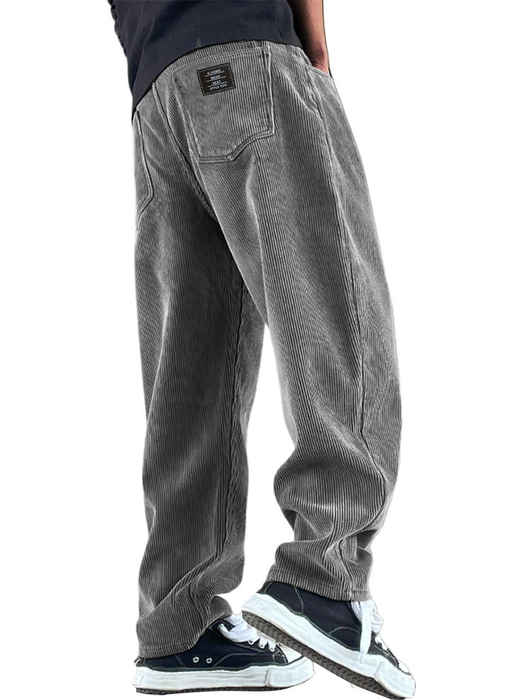 Men's Vintage Fashion Multi-Pocket Logo Corduroy Pants