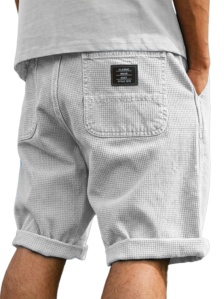 Men's Stylish Waffle-Knit Shorts with Four Pockets