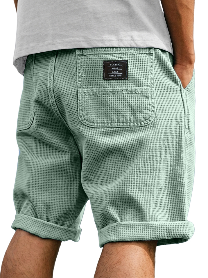 Men's Stylish Waffle-Knit Shorts with Four Pockets