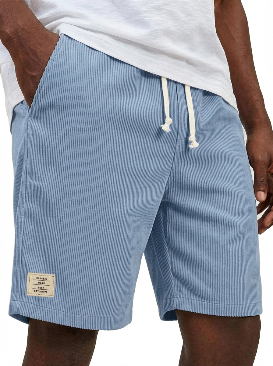 Men's Vintage Casual Corduroy Logo Shorts