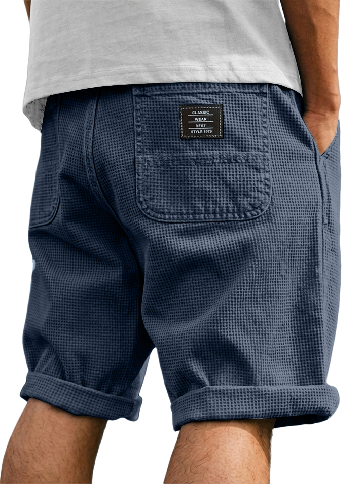 Men's Stylish Waffle-Knit Shorts with Four Pockets