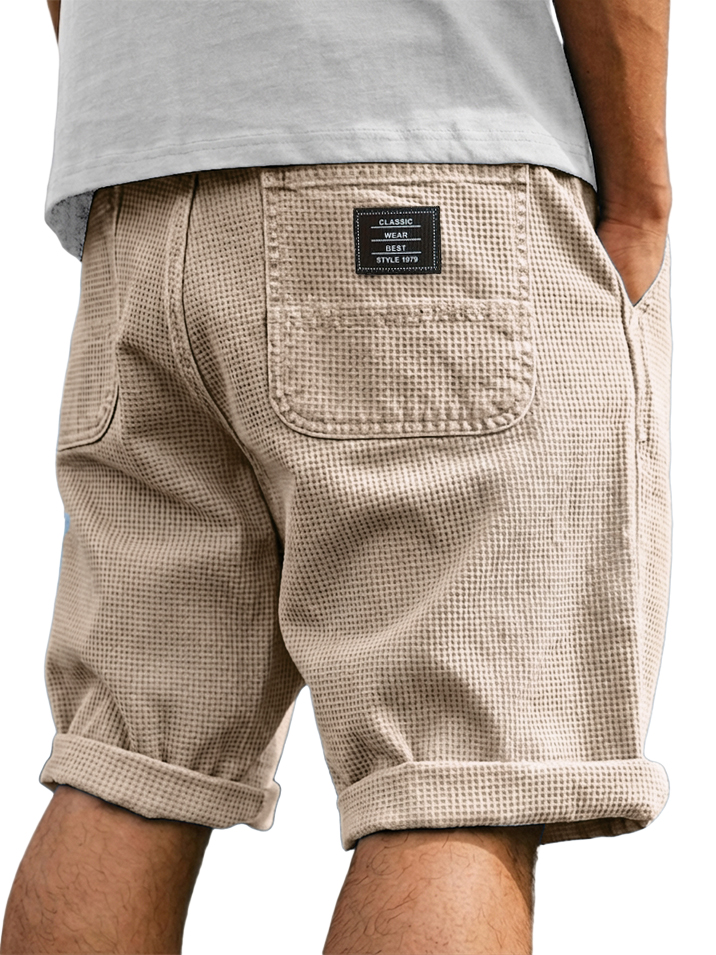 Men's Stylish Waffle-Knit Shorts with Four Pockets