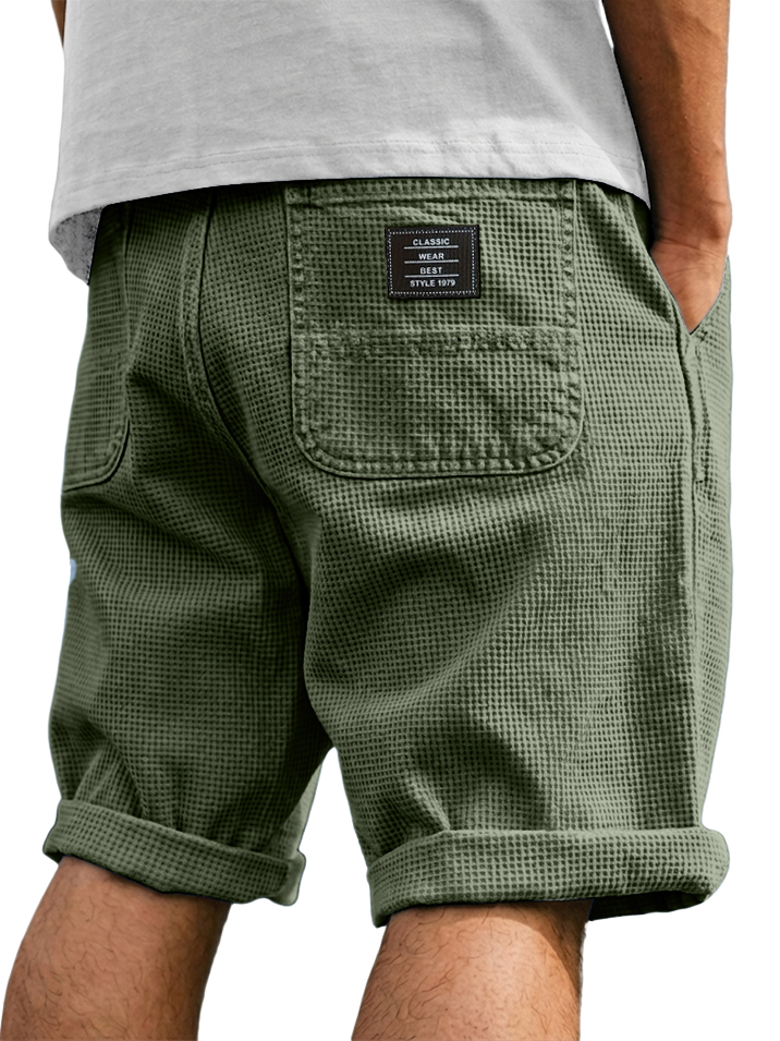 Men's Stylish Waffle-Knit Shorts with Four Pockets