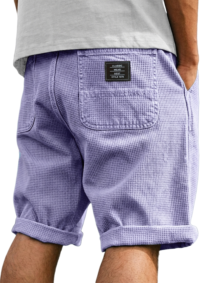 Men's Stylish Waffle-Knit Shorts with Four Pockets