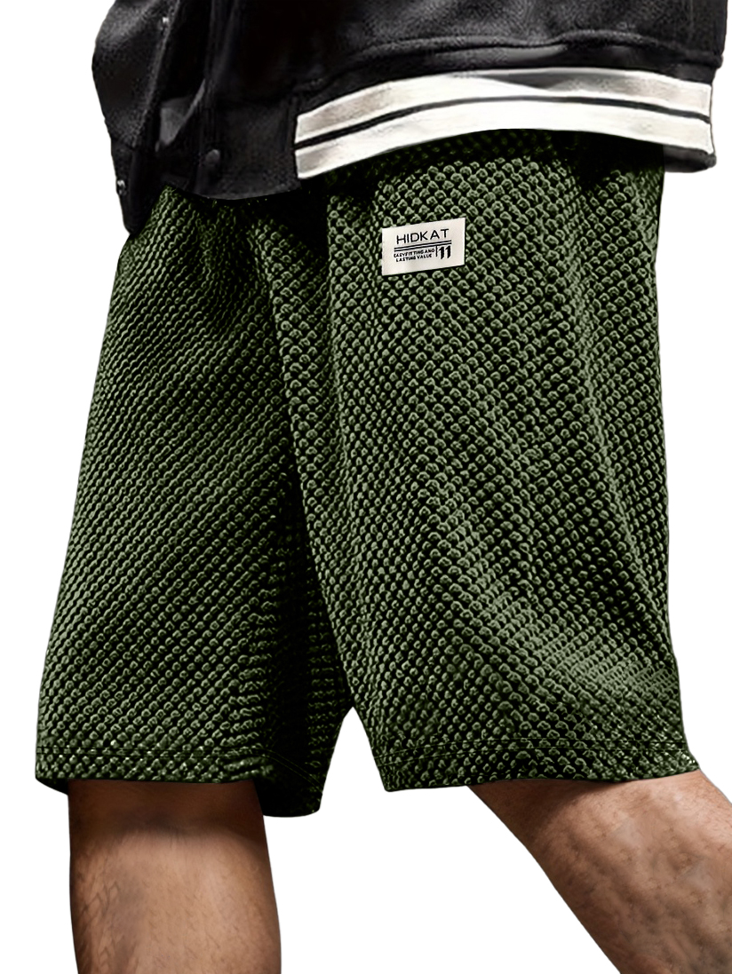 Men's Retro Casual Embroidered Logo Corduroy Shorts