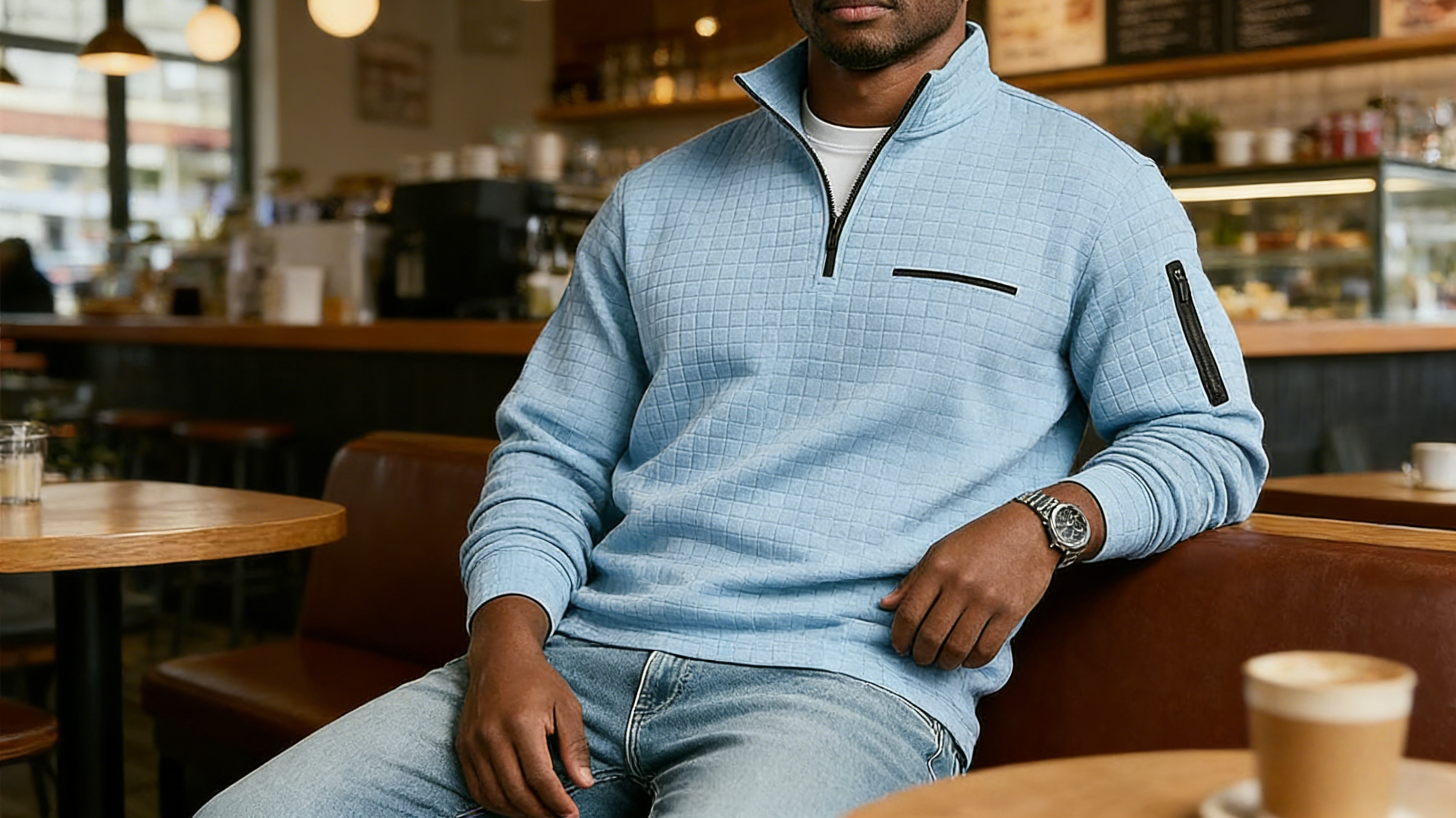 Men's Waffle Polo Shirts Textured Sports & Outdoor Casual Quarter Zip Long Sleeve Fashion Comfortable Zip Up Pocket Spring &  Fall Cross-Seasons Fall & Winter Black White Navy Blue Purple Orange 2025 - $22.99 &ndash;P10