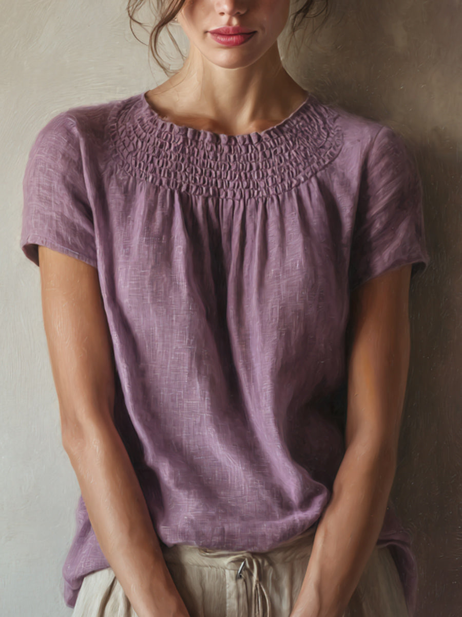Women's Romantic Purple Linen Shirt